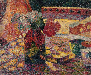 Pintura de Robert Delaunay retratando um vaso de flores
