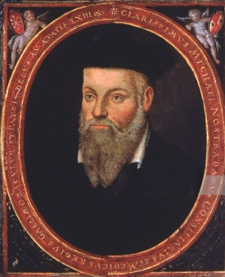 Retrato pintado do rosto de Nostradamus