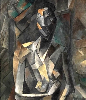 Pintura cubista representando uma mulher