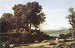 Paisagem com Apolo e as musas, pintura de Claude Lorrain de 1652