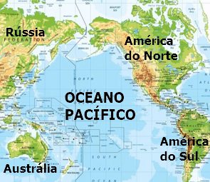 Mapa de localização geográfica do Oceano Pacífico