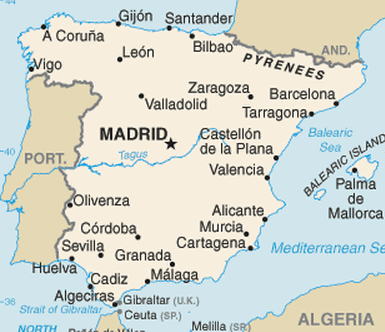 mapa da Península Ibérica
