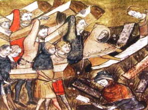 Pintura medieval mostrando doentes da Peste Negra