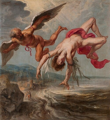 A queda de &Iacute;caro (1637), obra de arte de Jacob Peter Gowy