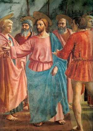 Pintura de Cristo entre os apóstolos