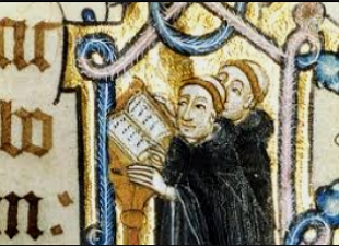 Pintura medieval representando monges