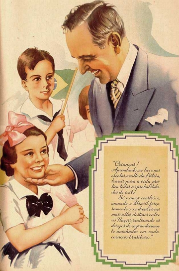 Propaganda de Get&uacute;lio Vargas com estudantes