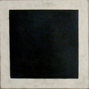Pintura de um quadrado negro sobre um fundo branco