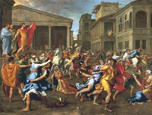 Pintura mostrando o rapto das sabinas