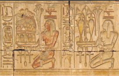 Relevo do Egito Antigo, representando oferendas num templo.