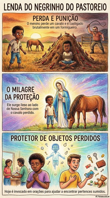 Resumo da lenda do Negrinho do Pastoreio de forma ilustrada