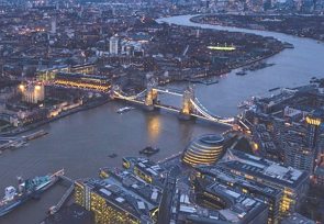Imagem aérea do rio Tâmisa em Londres