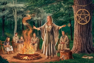 Ilustra&ccedil;&atilde;o de um ritual Wicca