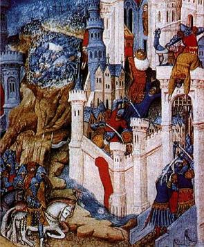 Pintura medieval retratando o saque de Roma pelos Visigodos