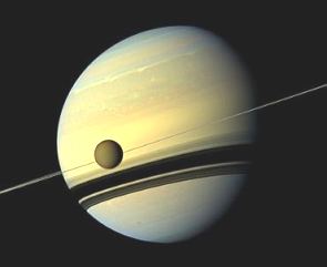 Imagem do planeta Saturno e sua lua Titã