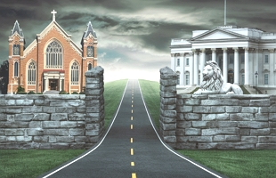 Imagem representando a separação entre a Igreja e o Estado