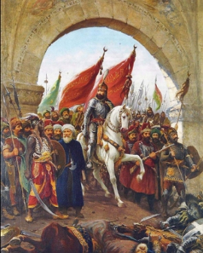 Sultão Mehmed entrando em Constantinopla com seu exército