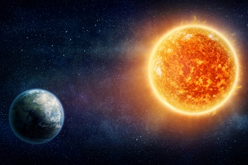 Planeta Terra e Sol