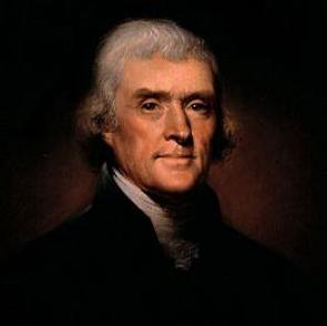 Retrato de Thomas Jefferson, o terceiro presidente dos EUA