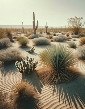 Imagem de plantas típicas do deserto como cactos