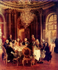 Voltaire na corte de Frederico II, obra de Menzel de 1849.
