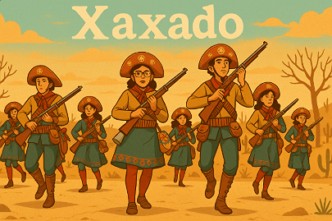 ILustra&ccedil;&atilde;o mostrando dan&ccedil;arino de xaxado caracterizados